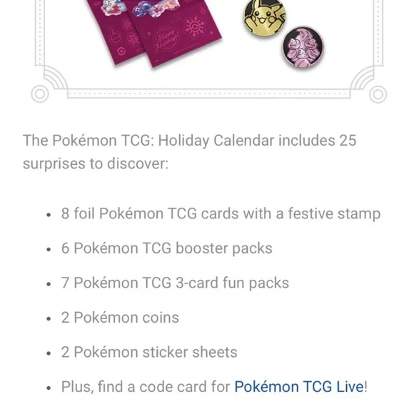 Pokmon cards TCG Holiday Calendar. NEW and sealed